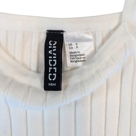 H&M Divided Ribbed Knit High Neck White Tank Top Women’s Small - Picture 7 of 7